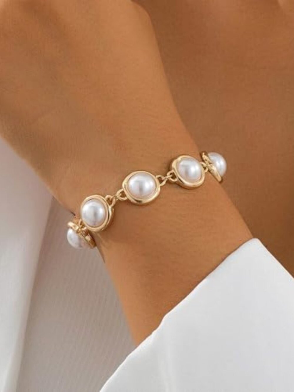 New - Gold Pearl Bracelets‎ for Women Big Baroque Pearl Stack Bracelets